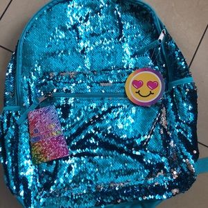 flip sequin backpack in blue
